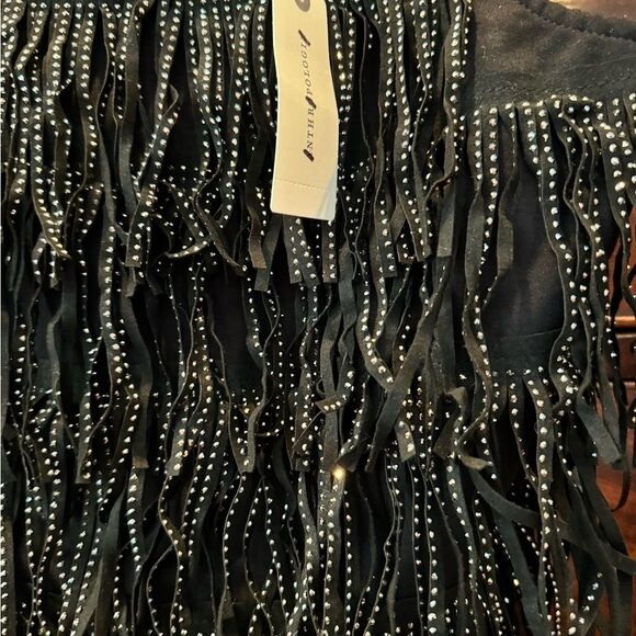 English Factory Faux-Leather Tiered-Fringe Tank Top Size Small - Picture 5 of 5